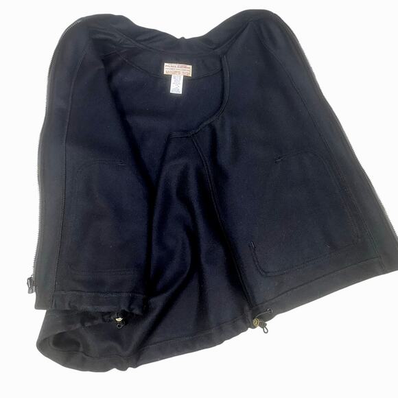 C.C. FILSON Men's L Black 100% Virgin Wool Full Zip Vintage Vest Hunting-Perfect - Picture 6 of 10